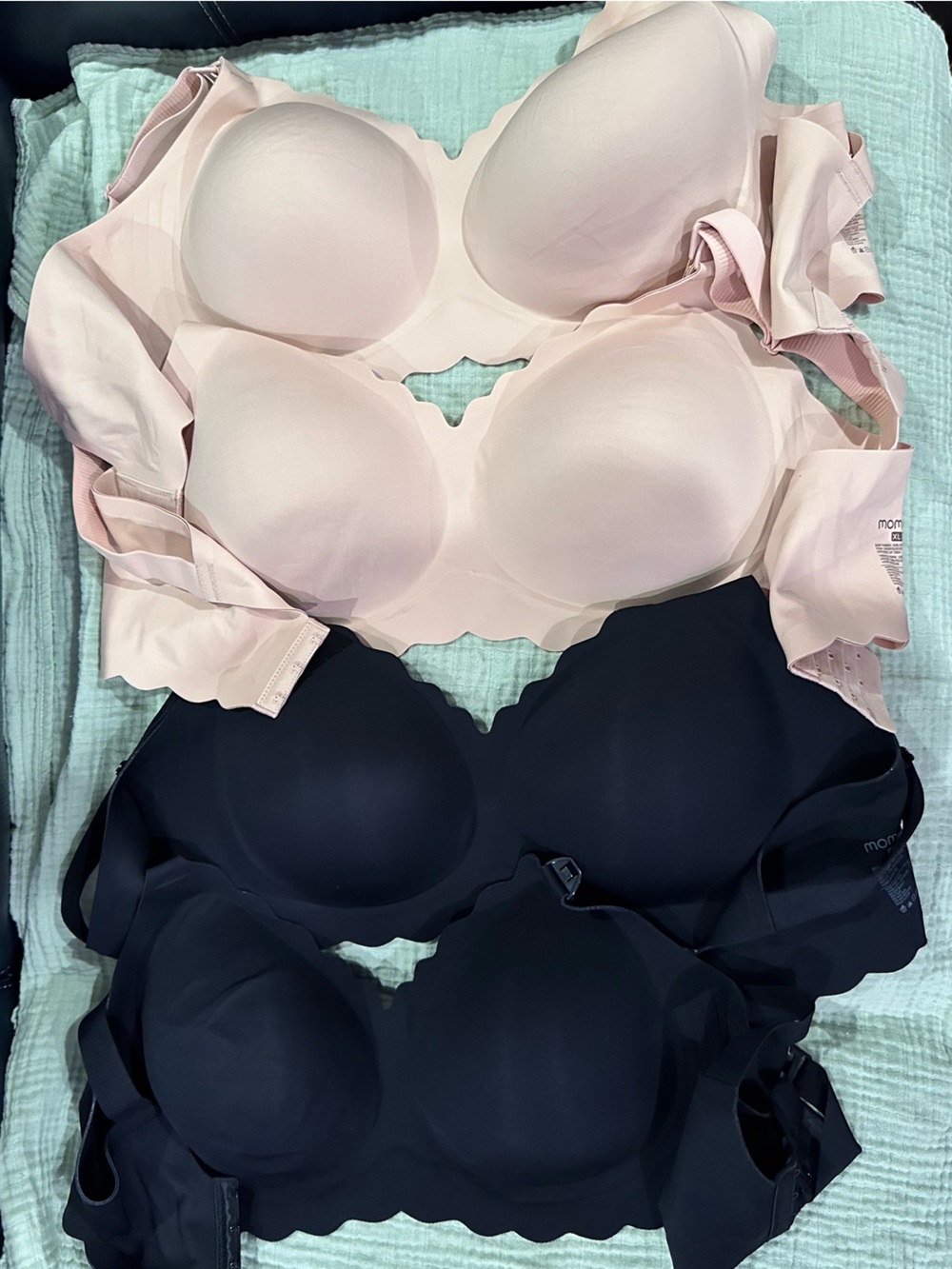 Jelly Strip Seamless Floral Push Up nursing bra-Momcozy, XL plus, 2 black 2 pink